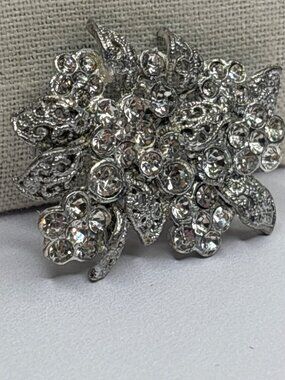 Sparkly Weiss-Style Brooch | Rhinestones, Silvertone